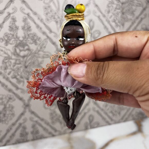 Vintage 1940s Souvenir Miniature Doll South American Caribbean Black Female 4.5" - Picture 7 of 10